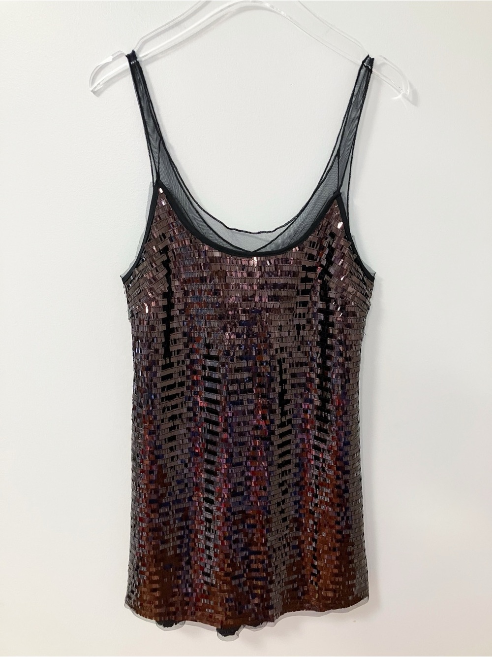 Free People | Black Disco Fever Sequin Mini Slip Dress M Chic Club Party Y2K